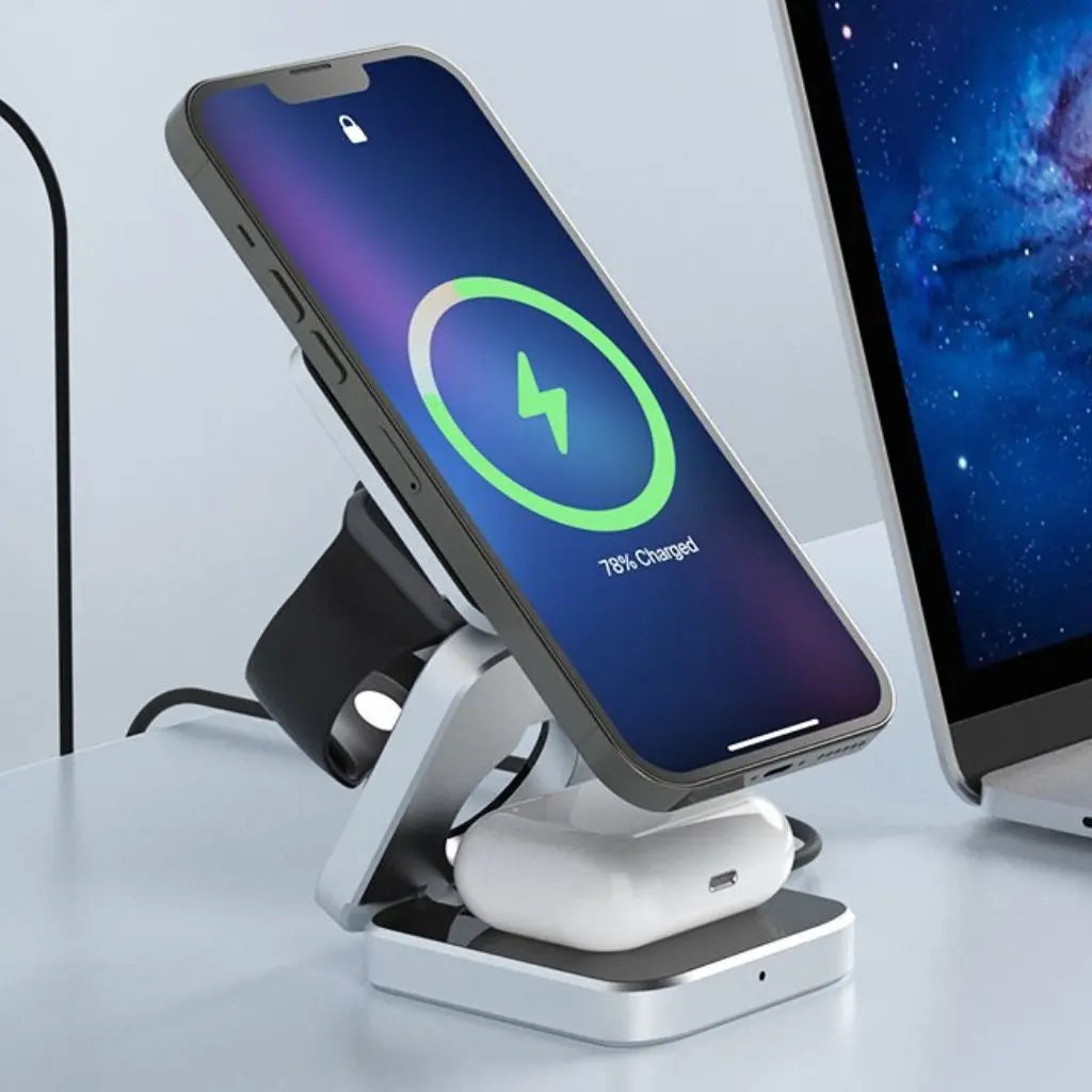 Evolved Chargers 3-in-1 Foldable Wireless Charger for Apple & Samsung - Digitxe Electronics Apple / Not Included