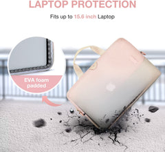 Laptop Bag for Women, Laptop Sleeve, 15.6 Inch Laptop Case, Computer Bag, Laptop Briefcase for Business Office Travel, Pink