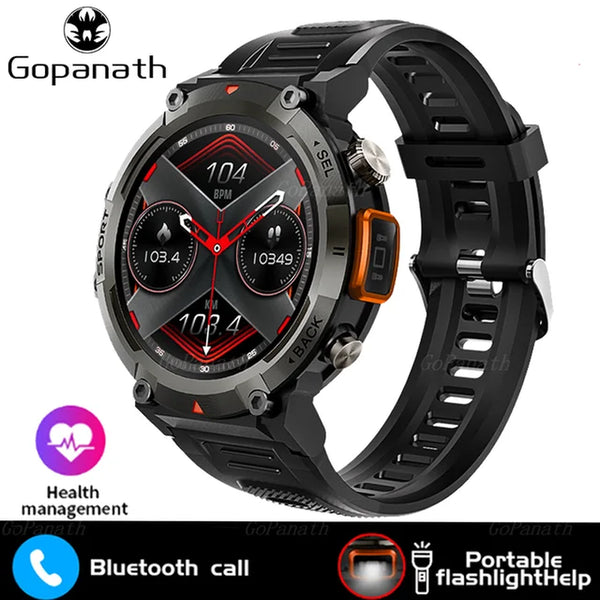 GOPANATH Outdoor Smart Watch for Men with Flashlight (2024) - Digitxe Electronics Black Silicone