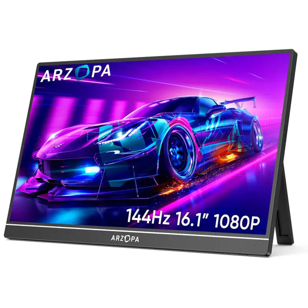 ARZOPA Portable Monitor - 16.1'', 144Hz, IPS 1080P FHD External Second Monitor with HDR, Ultra Slim for Laptop, PC, PS5, Mac, Raspberry Pi, Xbox, Switch - Digitxe Electronics 144Hz