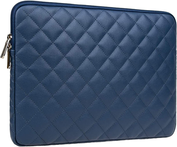11 Inch Laptop Sleeve Diamond PU Leather Case Protective Shockproof Water Resistant Cover Carrying Computer Bag Compatible with 11.6 Macbook Air Surface for 11" Chromebook Notebook(Navy Blue)