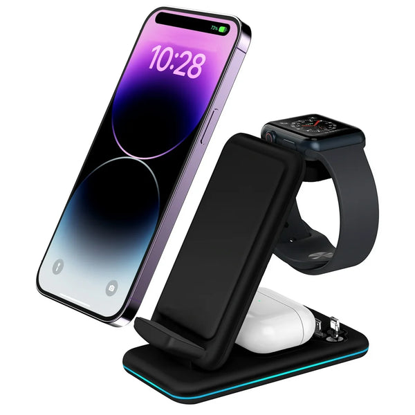 Fast Wireless Charging station for Apple/Samsung/Android - Digitxe Electronics Black