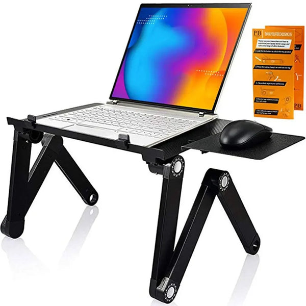 Aluminum Alloy Laptop Table Folding Notebook Desktop Stand with Cooling Fan Bed Laptop Tray Desk Study Desk Bed Office Bookshelf
