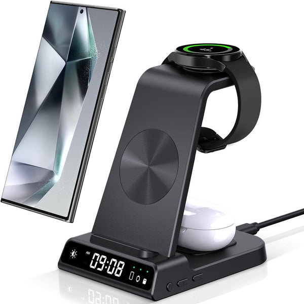 Samsung & iPhone Wireless Charging Station with Digital Clock - Digitxe Electronics Default Title