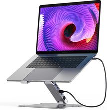 ORICO Adjustable Laptop Stand with 4 Port USB 3.0 Hub, Aluminum Computer Riser Compatible with MacBook Air Pro, Dell XPS, 10-15.6
