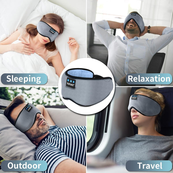Bluetooth Sleep Eye Mask Wireless Headphones, Sleeping Eye Cover Travel Music Headsets with Microphone Handsfree, Sleep Headphones for Side Sleepers Men Women - Digitxe Electronics