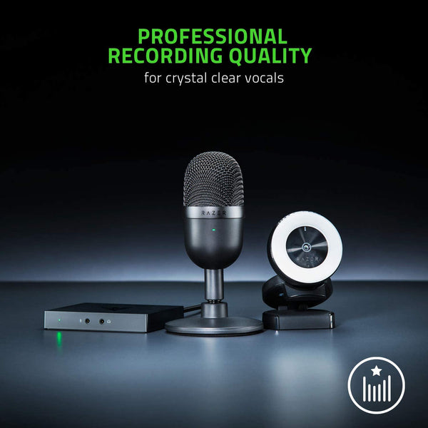 Seiren Mini USB Streaming Microphone: Precise Supercardioid Pickup Pattern - Professional Recording Quality - Ultra-Compact Build - Heavy-Duty Tilting Stand - Shock Resistant - Classic Black - Digitxe Electronics